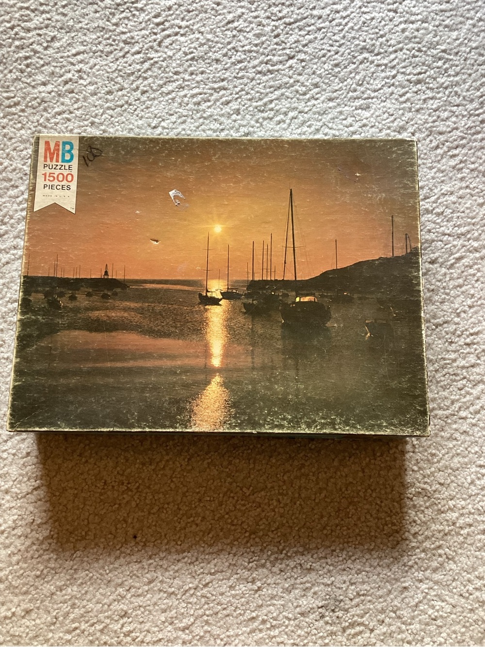 MB Puzzle 1500-Piece Sunset at Rockport Harbor Puzzle